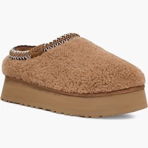 Ugg Tazz Maxi Curly Genuine Shearling Platform Slipper Chestnut Brown
